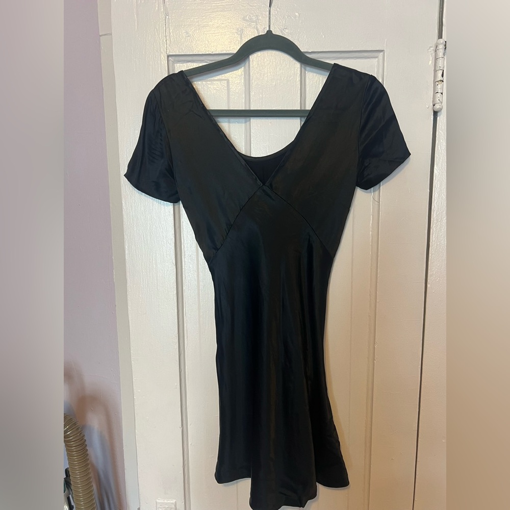 Black Anna Sui size 4 satin mini dress